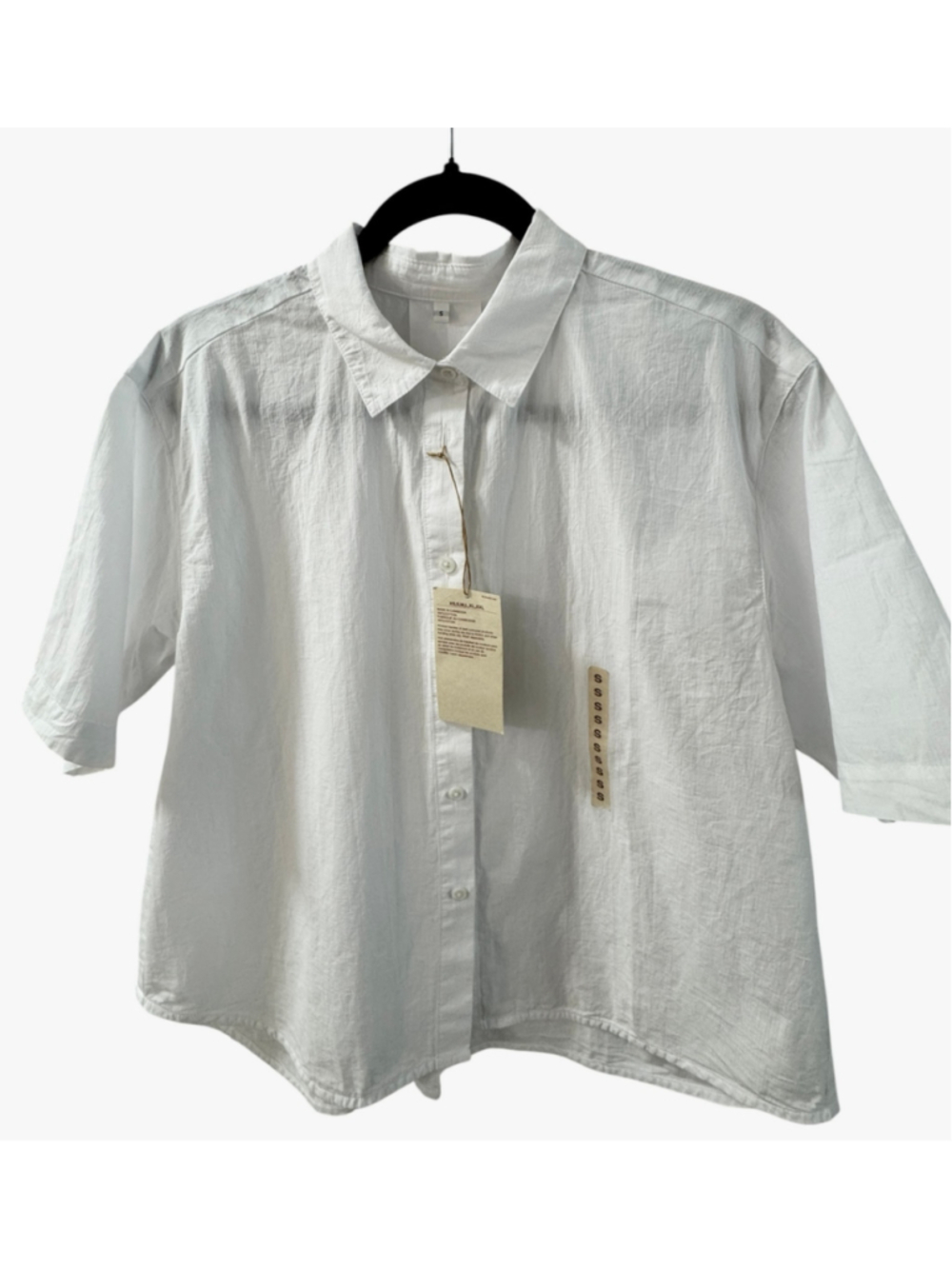 NWT Muji Short Sleeve Button Down Shirt Small, Collared, Button Down, Loose fit